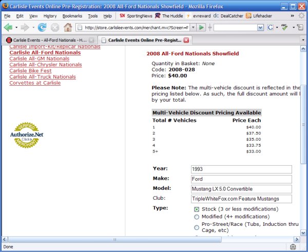 Carlisle Registration Form